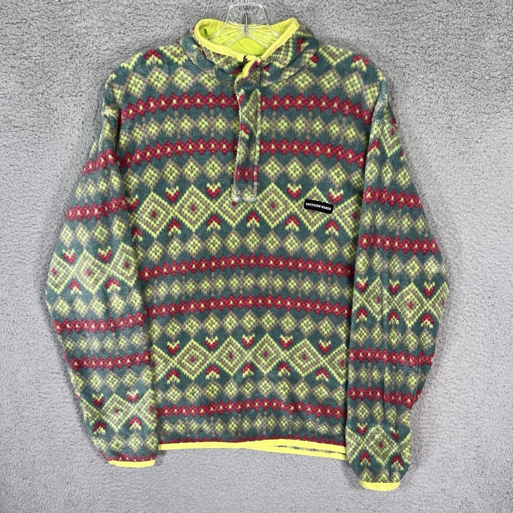Southern Marsh Pisgah Sweater Womens Small Green Aztec 1/4 Zip Pullover